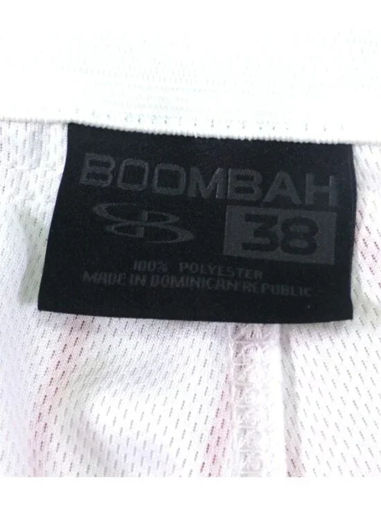Boombah Mens Baseball Pants White & Red Pinstripe Sz 38 "F" Logo Adjustable Wais - Picture 5 of 13